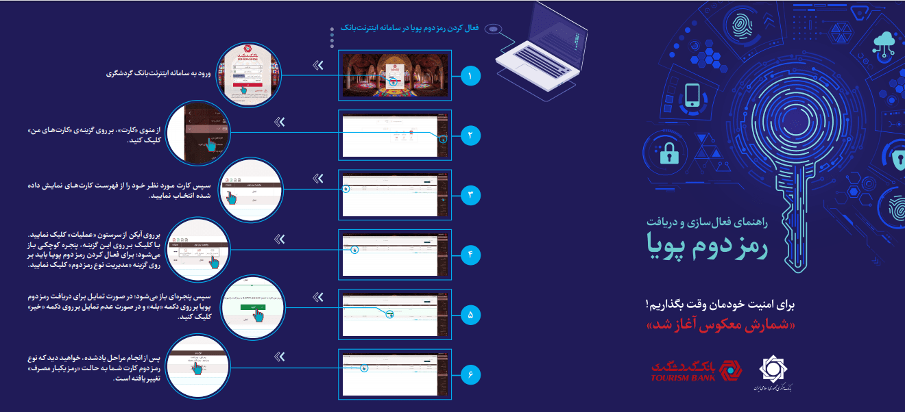دریافت رمز دوم پویای بانک گردشگری