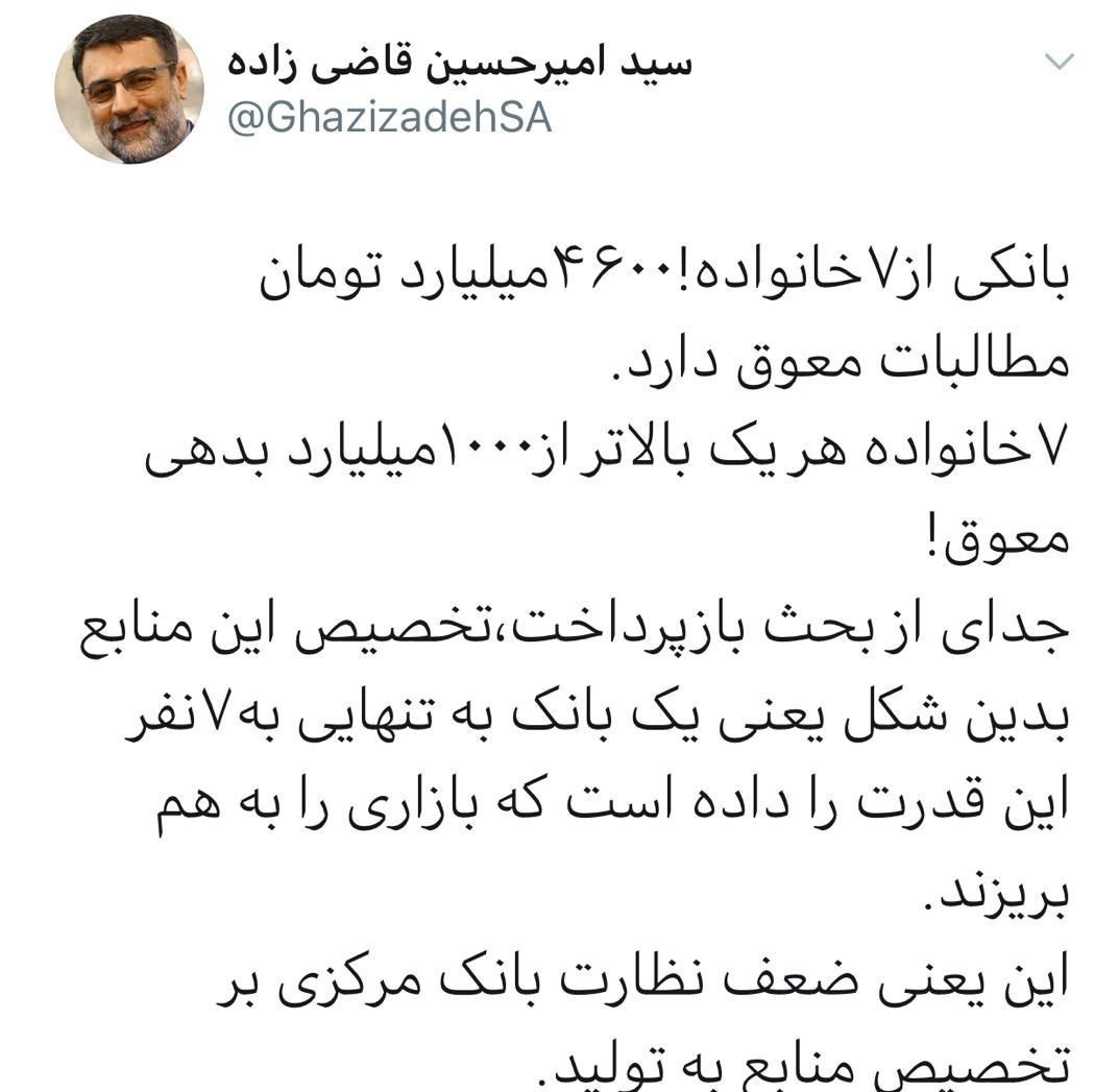 بدهی 4600 میلیاردی 7 خانواده به یک بانک