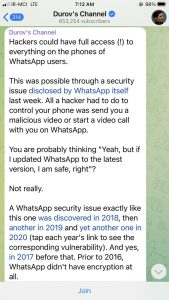 حمله باورنکردنی مالک تلگرام به واتساپ