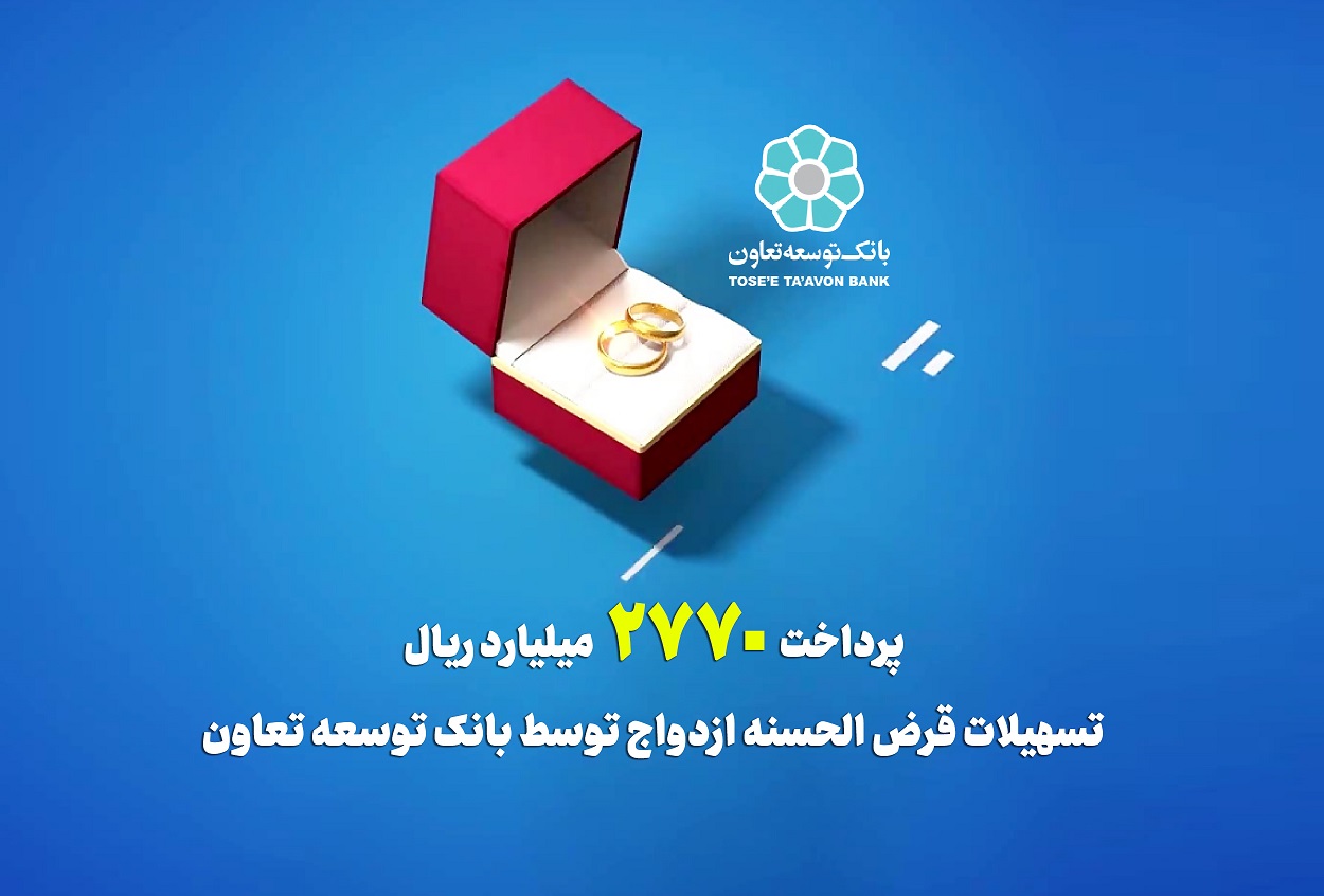 میزان پرداخت تسهیلات قرض الحسنه ازدواج توسط بانک توسعه تعاون