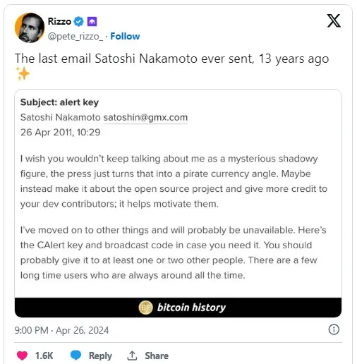 پیام ساتوشی ناکاموتو