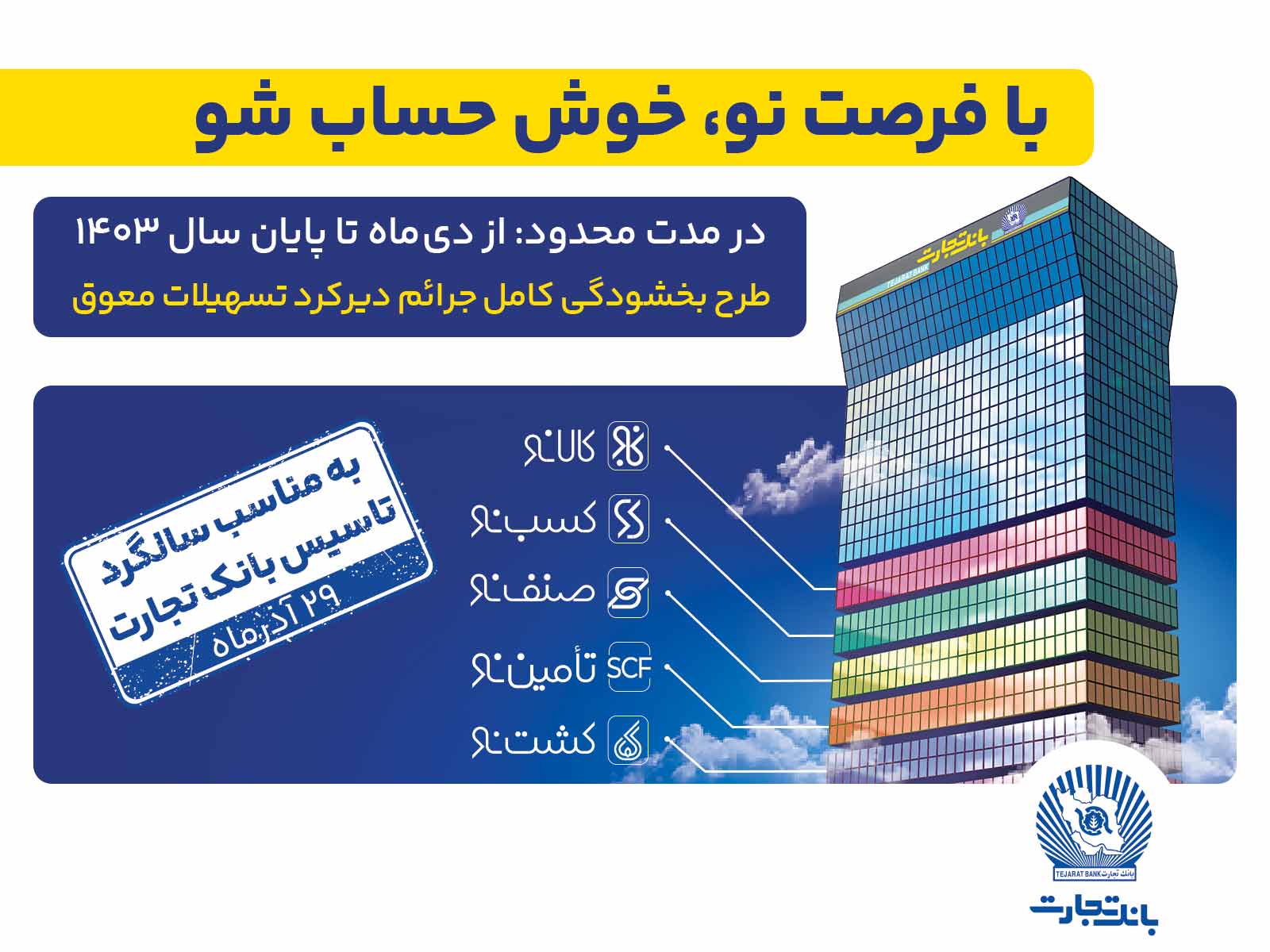 تسویه بدهی مشتریان بانک تجارت