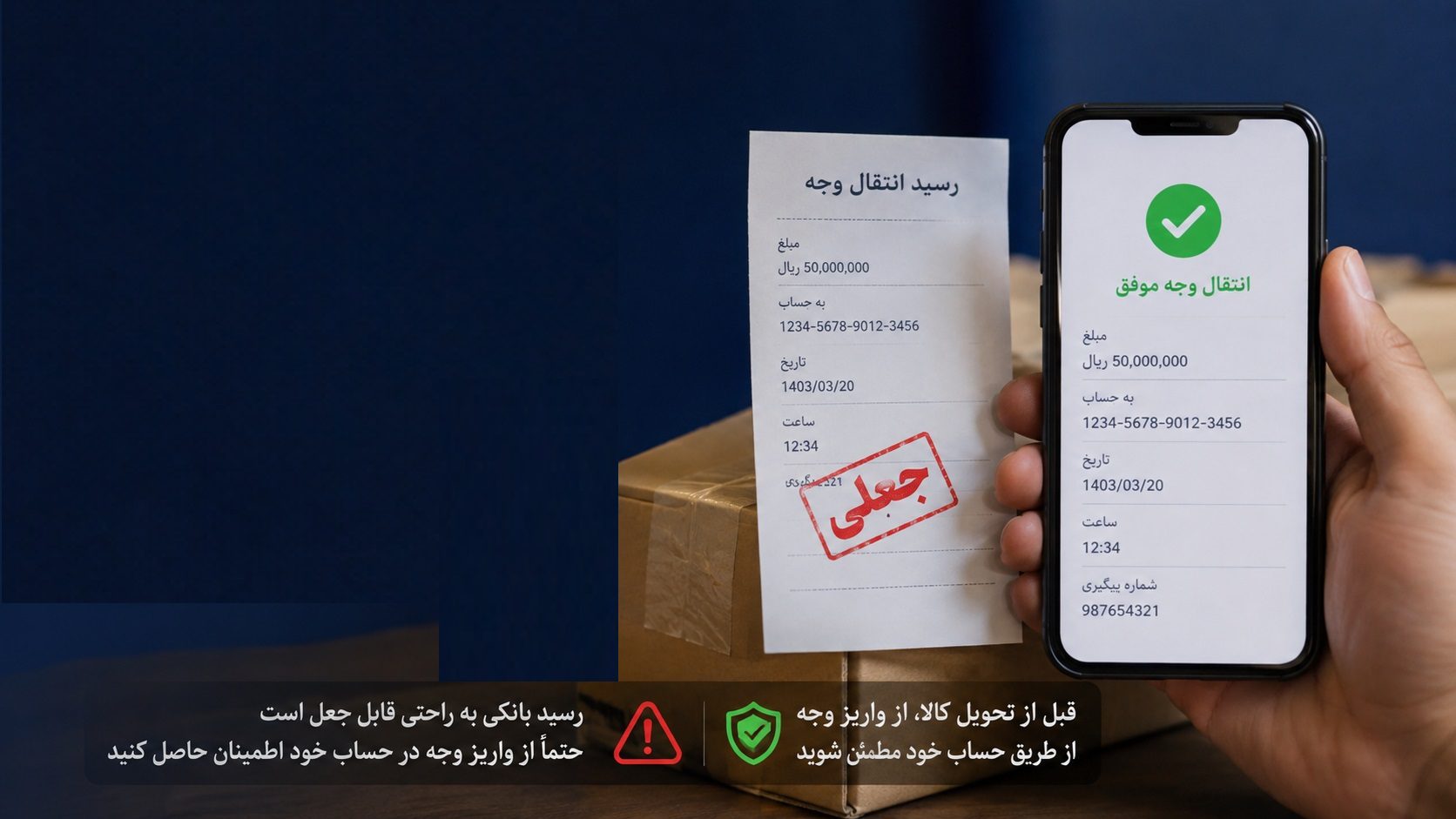 ارسال رسیدهای جعلی بانکی
